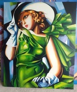 Kopia obrazu Tamary Łempickiej "Kobieta w zielonej sukni" 