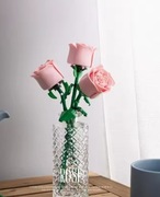 Klocki Róże 4 szt. Różowe Dekoracja Bukiet Kwiaty Prezent dla Niej 6+