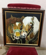 ORYGINALNY OBRAZ KONIE OLEJ NA PŁOTNIE 60x60cm