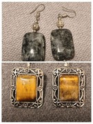 Kolczyk z kamieniem labradoryt (szary)i kolczyki ska tygrysie oko