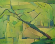 PARK PEJZAŻ ABSTRAKCJA olej płótno 40x50 + rama