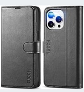 Etui do iPhone 15 pro max z zabezpieczeniem RFID skórzane 