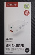 Hama ładowarka sieciowa Mini, PD QC, 1xUSB-C, 1xUSB-A 45W biała (201993)