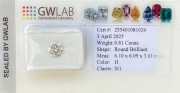 Diament naturalny brylant 0.81 Ct  Kolor H  SI1 VG/VG/VG  Certyfikat GWLAB