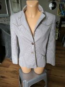 Deni Cler żakiet marynarka 36 damska w prążki biała beż