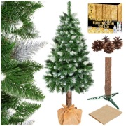 Choinka Na Pniu Sztuczna Sosna Diamentowa Ośnieżona Jak Żywa + Lampki Led