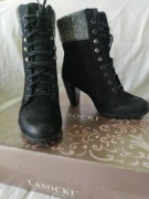 Botki damskie Lasocki rozm. 38, czarne, ocieplane