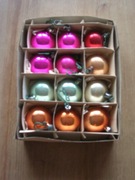 stare szklane bombki choinkowe średnie 12 szt. PRL