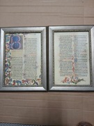 Fragment Biblii Tekstura gotycka ramka drewno 2 sztuki