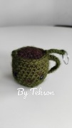 Szydełkowany zielony kubek z kawą | brelok | zawieszka handmade