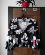 Krótki top Hotkiss top z falbankami top w kwiaty bluzka floral crop top L