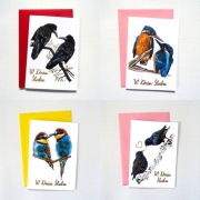 Kartki Ślubne z PTAKAMI - Zestaw 4 Sztuk 