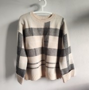 Stylowy sweter w kratę gruby Mohito 38 oversize cosy vibe w kratę (K12a)
