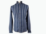 Koszula męska Zara Slim Fit, granatowa w jasne paski, Business Casual