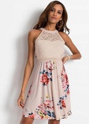 Sukienka ze wzorem kwiatowym | Bonprix | Beżowy | 40