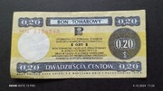 Stary banknot Polska bon towarowy Pewex 20 centów 1979 rok 