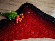 CHUSTA HANDMADE, WALENTYNKI ażurowa, frędzle, SZYDEŁKO, rękodzieło 