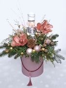 Wielki flowerbox świąteczny z dużym dziadkiem do orzechów 