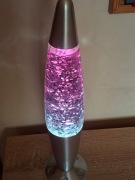 Lampka lampa nocna z KONFETTI 3 kolory srebro/róż/niebieski duża 42cm