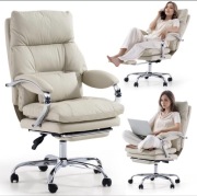 Fotel biurowy ergonomiczny z podnóżkiem i podparciem lędźwiowym