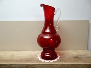 Duży Czerwony Wazon Dzban Kolorowe Szkło PRL Ząbkowice Wysoki 35cm