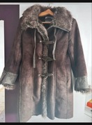 Elegancki płaszcz zimowy Leather Man – kożuch, futerko, rozmiar 40