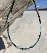 BLUE naszyjnik Larimar Amazonit Apatyt Turmalin Rodonit Hand-m Dzień Matki