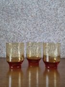 Sarnecki szklanki bursztynowe miodowe dymione Krosno retro vintage prl