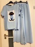 Komplet dres wiskoza pudel baby blue, niebieski, błękit. Hit model