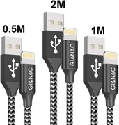 3szt GIANAC Kabel Ładujący Lightning 0.5m 1m 2m