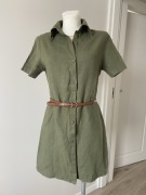 Koszula lniana / tunika khaki damska S nowa