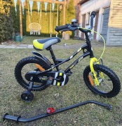 Rower dziecięcy 14 cali dla chłopca  SUN BABY Tiger Bike żółto szary