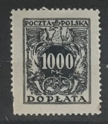 Znaczek Polska II RP 1923 r. 1000 marek polskich dopłata.