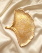 Talerz z gipsu polimerowego LIŚĆ kolor złoty