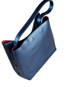 Torebka skórzana granatowa z czerwonym wnętrzem