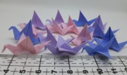 15 x Mini żuraw ptak origami handmade zestaw różowy, fioletowy