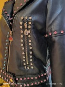 Świetna kurtka ramoneska elo skóra ćwieki nity cekiny