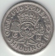 Wielka Brytania 2 szylingi two shillings (floren) 1949 28,4 mm - nr 1