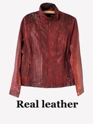 Elegancka kurtka damska skórzana 7eleven skóra miękka burgund r.44