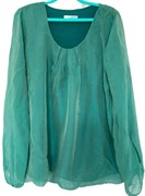 Bluzka bombka RENEE. 100% jedwab. Szmaragdowa zieleń. Roz. 40/L