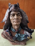 Vintage Yozie Molds USA ceramika popiersie indiański wódz w skórze wilka
