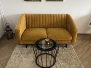 Sofa żółta musztardowa welurowa kanapa 