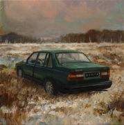 Obraz olejny Volvo 940 - cykl "Wrosty" 30/30 Damian Gierlach Art