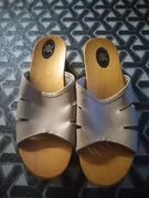 nowe skórzane drewniaki