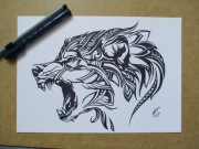 Rysunek: wilk - cienkopis, blok t. A4, 250 g/m2