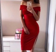 Sukienka czerwona kopertowa elastyczna seksowna 38