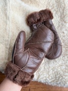 Skórzane ciepłe rękawiczki wełniane skóra czekoladowe Harssidanzar XL