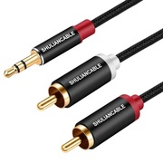 Kabel Jack 3.5 mm na 2 RCA Cinch AUX Pleciony 1m Audio