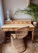 Biurko bambusowe ratanowe vintage antyk 