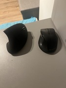 Dwie myszki bezprzedowe nadajnik USB 2.4g Hykker i mysz wertykalna pionowa